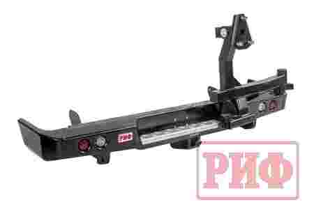 Бампер силовой задний Toyota Land Cruiser 78 2007+ с квадратом под фаркоп, калиткой и фонарями