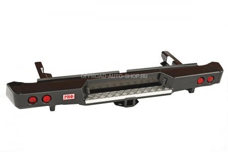 Бампер задний Toyota Hilux 2015+ с квадратом под фаркоп и фонарями